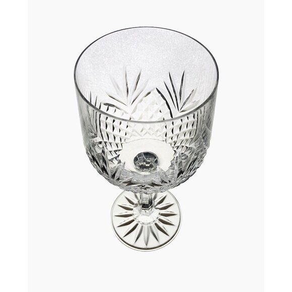 Cut Crystal Wine Glass Set of 2 Goblet Diamond And Fan Design Clear Glass - Picture 3 of 10